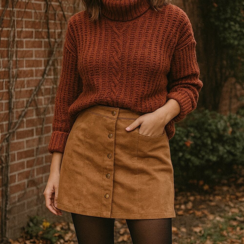 GAP Camel Button-Front Mini Skirt
